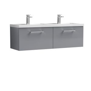 1200mm Wall Hung 2 Drawer Vanity & Double Basin - Nuie ARN2222C Grey, Grey colour ,image 1