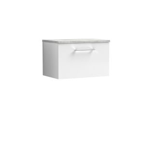 600mm Wall Hung 1 Drawer Vanity & Laminate Top - Nuie ARN122LBG White, White colour ,image 1