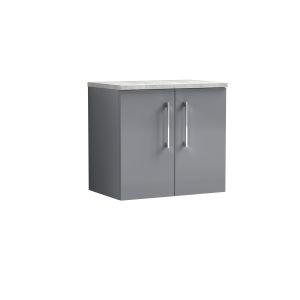 600mm Wall Hung 2 Door Vanity & Laminate Top - Nuie ARN2223LBG Grey, Grey colour ,image 1