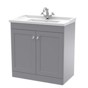 800mm Floor Standing 2 Door Vanity & Basin 1TH - Nuie CLC226F Grey, Grey colour ,image 1