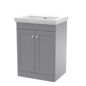 600mm Floor Standing 2 Door Vanity & Basin 0TH - Nuie CLC225H Grey, Grey colour ,image 1