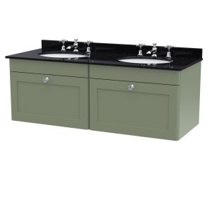 1200mm Wall Hung 2 Drawer Vanity & Marble Top - Nuie CLC894BR6 Green, Green colour ,image 1