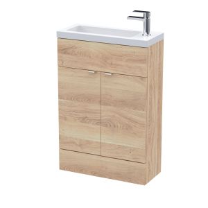 600mm Compact Vanity Unit & Basin - Hudson Reed CBI3006 Oak, Oak colour ,image 1