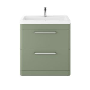 Floor Standing 800mm Cabinet & Basin - Hudson Reed SOL803A Green, Green colour ,image 1