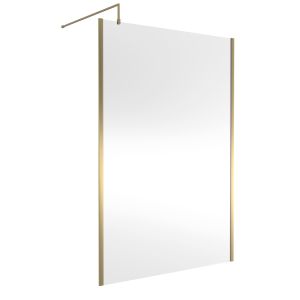 1400mm Outer Framed Wetroom Screen with Support Bar - Hudson Reed WRSOBB14 Brushed Brass, Brass colour ,image 1
