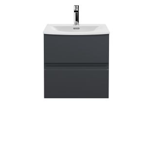 500mm Wall Hung 2 Drawer Vanity & Basin 4 - Hudson Reed URB1402G Black, Black colour ,image 1