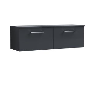 1200mm Wall Hung 2 Drawer Vanity & Worktop - Nuie ARN1422W2 Black, Black colour ,image 1