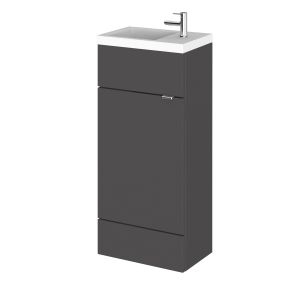 400mm Vanity Unit & Basin - Compact - Hudson Reed CBI921 Gloss Grey, Grey colour ,image 1