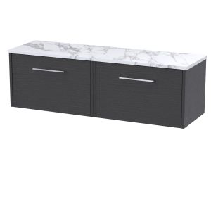 600 Wall Hung Single Drawer Vanity & Laminate Worktop - Hudson Reed JNU2222LCM Grey, Grey colour ,image 1