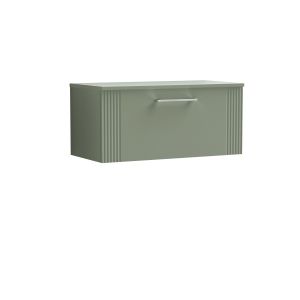 800mm Wall Hung Single Drawer Vanity & Worktop - Nuie DPF896W Green, Green colour ,image 1