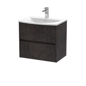 600mm Wall Hung 2 Drawer Unit & Basin 4 - Nuie HAV2604G Brown, Brown colour ,image 1