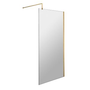 900mm Wetroom Screen With Brass Support Bar - Hudson Reed WRSBB90 Brushed Brass, Brass colour ,image 1