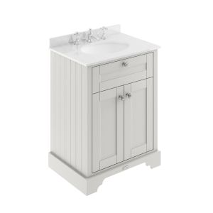 600mm Cabinet & Marble Top (3TH) - Hudson Reed LOF425 Timeless Sand, Grey colour ,image 1