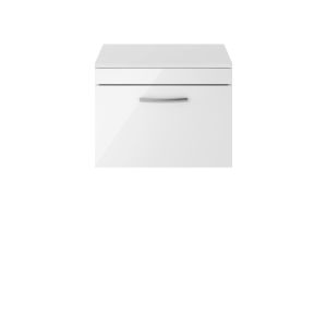 600mm Wall Hung Vanity With Worktop - Nuie ATH041W Gloss White, White colour ,image 1