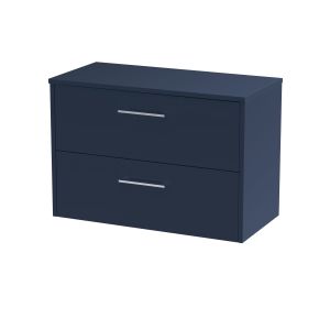 800mm Wall Hung 2-Drawer Vanity & Worktop - Hudson Reed JNU2926W Blue, Blue colour ,image 1