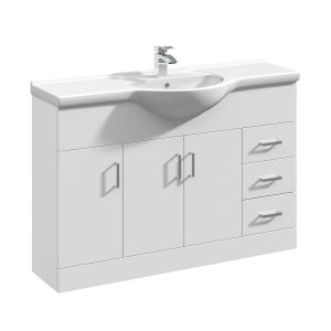 1200mm Floor Standing Cabinet & Round Basin - Nuie VTY1200 Gloss White, White colour ,image 1