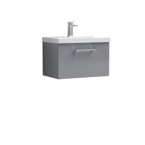 600mm Wall Hung 1 Drawer Vanity & Basin 3 - Nuie ARN2222D Grey, Grey colour ,image 1