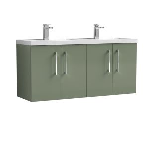 1200mm Wall Hung 4 Door Vanity & Double Basin - Nuie ARN823C Green, Green colour ,image 1