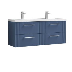1200mm Wall Hung 4 Drawer Vanity & Double Basin - Nuie DPF393C Blue, Blue colour ,image 1