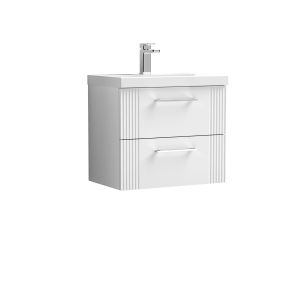 600mm Wall Hung 2 Drawer Vanity & Basin 1 - Nuie DPF193A White, White colour ,image 1