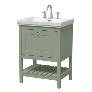 600mm Floor Standing Vanity & Basin 3TH - Hudson Reed BEX825B Green, Green colour ,image 1