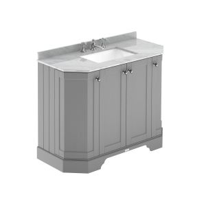 1000mm 4-Door Angled Unit & Marble Top 3TH - Hudson Reed LOF287 Storm Grey, Grey colour ,image 1