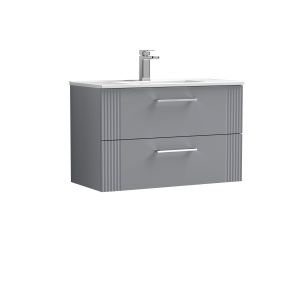 800mm Wall Hung 2 Drawer Vanity & Basin 2 - Nuie DPF295B Grey, Grey colour ,image 1