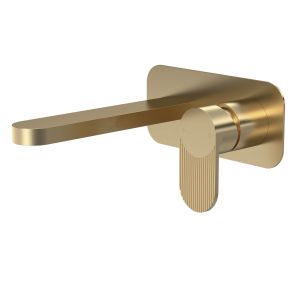 Wall Mounted 2 Tap Hole Basin Mixer With Plate - Nuie BIN828F Brass, Brass colour ,image 1