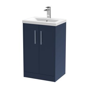 500mm Floor Standing 2-Door Vanity & Basin 1 - Hudson Reed JNU2901A Blue, Blue colour ,image 1
