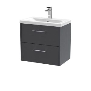 600mm Wall Hung 2 Drawer Vanity & Basin 1 - Hudson Reed JNU2224A Grey, Grey colour ,image 1