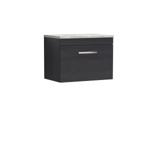 600mm Wall Hung Vanity With Grey Worktop - Nuie ATH040LBG Charcoal Black, Hacienda Black colour ,image 1