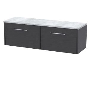 1200 Wall Hung 2-Drawer Vanity & Laminate Worktop - Hudson Reed JNU2222LBG2 Grey, Grey colour ,image 1