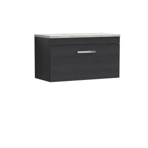 800mm Wall Hung Vanity With Grey Worktop - Nuie ATH061LBG Charcoal Black, Hacienda Black colour ,image 1
