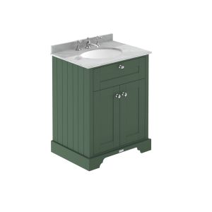 600mm Cabinet & Marble Top (3TH) - Hudson Reed LOF826 Hunter Green, Green colour ,image 1