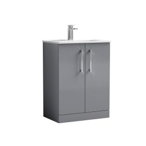 600mm Floor Standing 2 Door Vanity & Basin 2 - Nuie ARN2203B Grey