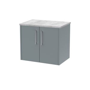 600mm Wall Hung 2 Door Vanity & Laminate Top - Hudson Reed JNU2323LBG Grey, Grey colour ,image 1