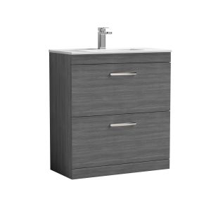 800mm Floor Standing Vanity With Basin 2 - Nuie ATH053B Anthracite Woodgrain, Brown/Grey colour ,image 1