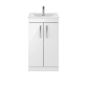 500mm Floor Standing Vanity With Basin 4 - Nuie ATH006G Gloss White, White colour ,image 1