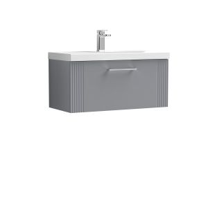 800mm Wall Hung Single Drawer Vanity & Basin 3 - Nuie DPF296D Grey, Grey colour ,image 1