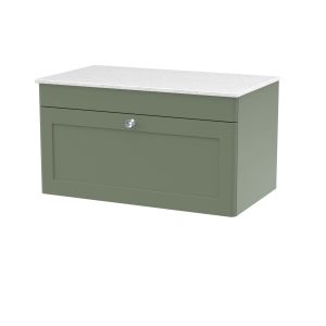 800mm Wall Hung 2-Door Vanity with Marble Top - Nuie CLC896WMT Green, Green colour ,image 1