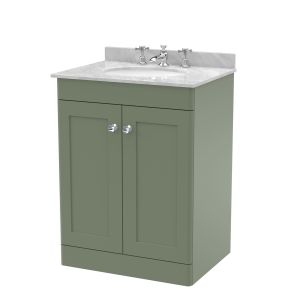 600mm Floor Standing 2 Door Vanity & Marble Top 3TH - Nuie CLC825GR3 Green, Green colour ,image 1