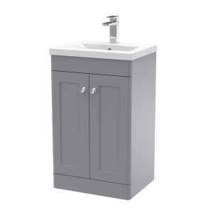 500mm Floor Standing 2 Door Vanity & Basin 1 - Nuie CLC223D Grey, Grey colour ,image 1