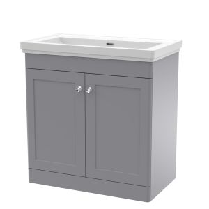 800mm Floor Standing 2 Door Vanity & Basin 0TH - Nuie CLC226H Grey, Grey colour ,image 1