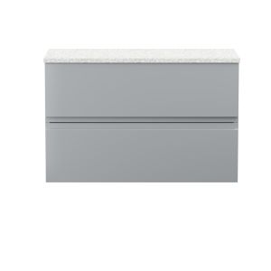 800mm Wall Hung 2-Drawer Vanity Unit & Laminate Worktop - Hudson Reed URB206LSW Satin Grey, Grey colour ,image 1