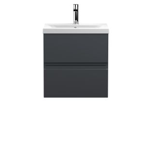 500mm Wall Hung 2 Drawer Vanity & Basin 1 - Hudson Reed URB1402A Black, Black colour ,image 1