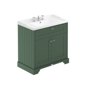 800mm Cabinet & Basin (3TH) - Hudson Reed LOF835 Hunter Green, Green colour ,image 1