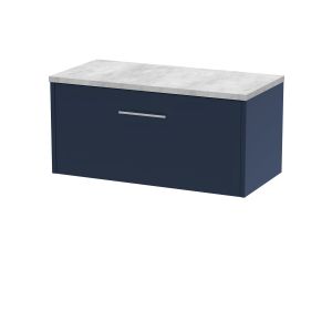 800mm Wall Hung Single Drawer Vanity & Laminate Worktop - Hudson Reed JNU2925LBG Blue, Blue colour ,image 1