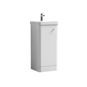 400mm Floor Standing 1-Door Vanity & Basin - Nuie COR102 Gloss White, White colour ,image 1