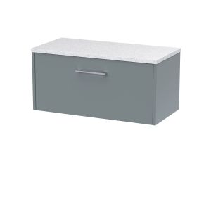 800mm Wall Hung Single Drawer Vanity & Laminate Top - Hudson Reed JNU2325LSW Grey, Grey colour ,image 1