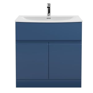 800mm Floor Standing 2 Door Vanity Unit & Basin 4 - Hudson Reed URB305G Satin Blue, Blue colour ,image 1